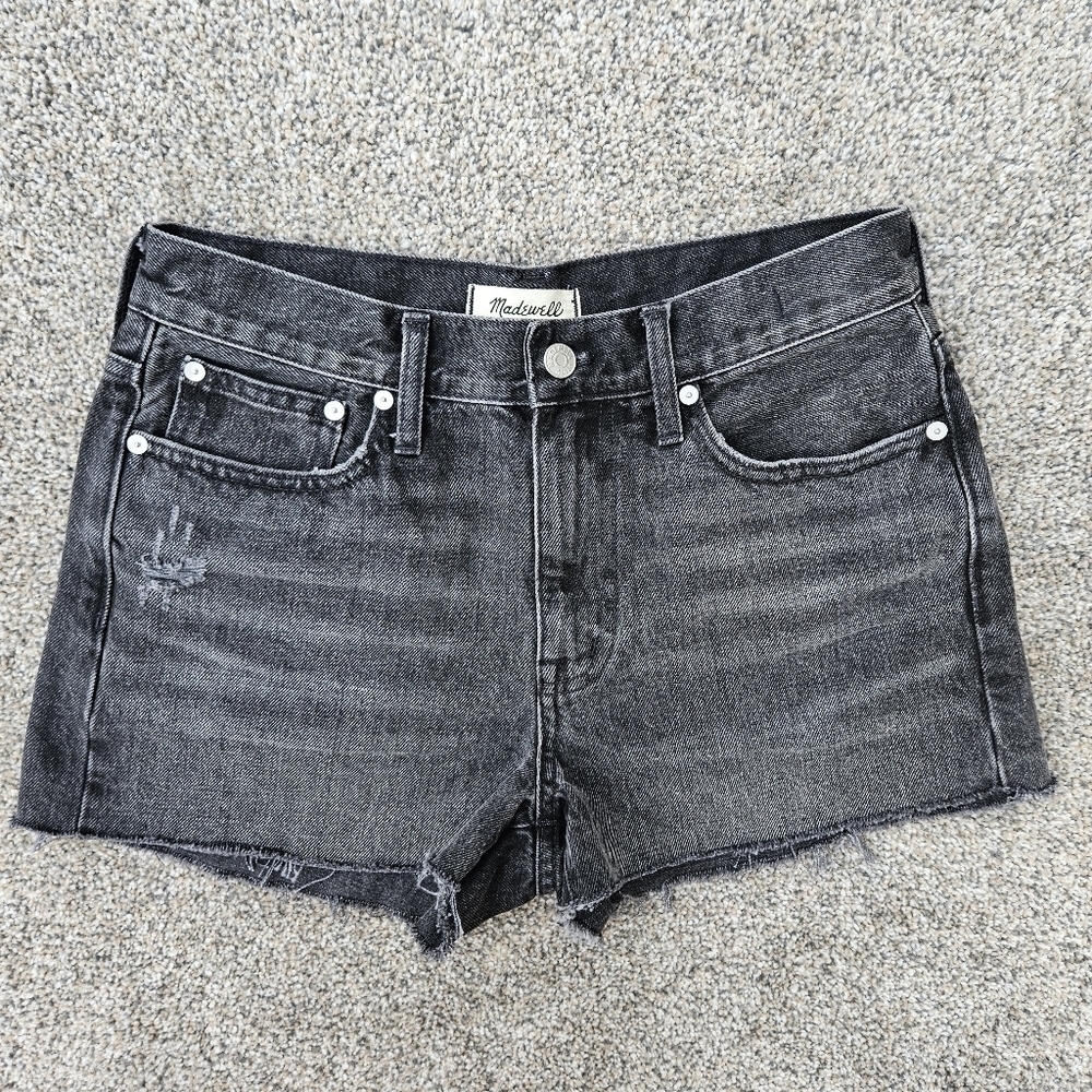 Madewell Relaxed Mid-Length Denim Shorts Black Bradbrook Wash Women's Size 26